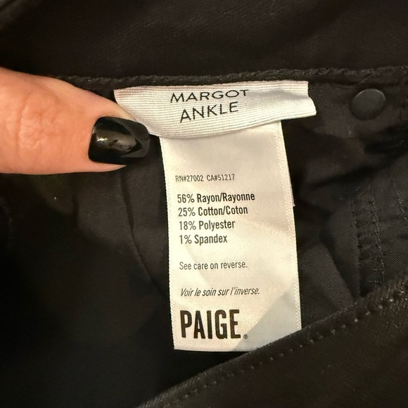 PAIGE Margot Ankle Jeans Size 27 Black Fog Luxe Coating Faux Leather Look - Picture 4 of 7